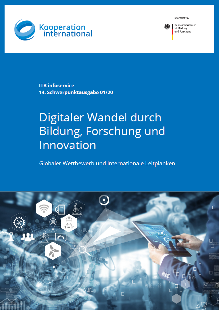 Darstellung des Deckblatts der ITB infoservice Schwerpunktausgabe "Digitaler Wandel durch Bildung, Forschung und Innovation"