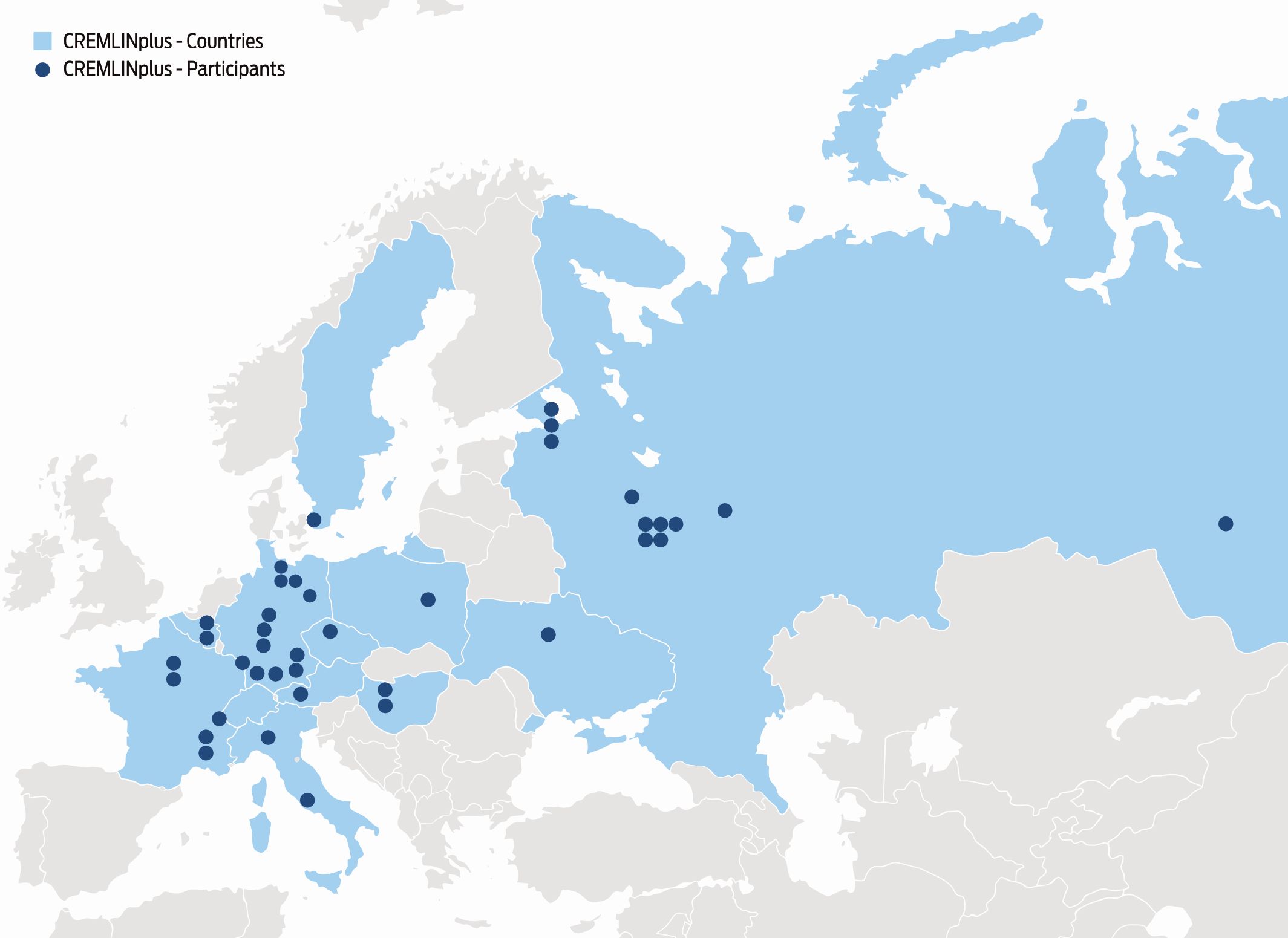 Das Bild zeigt eine Landkarte von Europa mit Standorten von Forschungseinrichtungen 