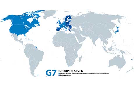 Weltkarte mit G7-Staaten