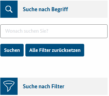 Screenshot Suche und Button Zurücksetzen