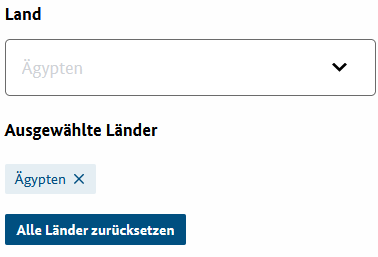 Screenshot Länder zurücksetzen